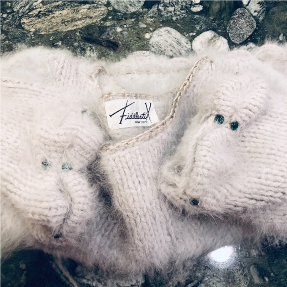 Vintage ‘80s Fiddlestix Cropped Soft Fuzzy Blue Gray Sweater Size Small - Picture 9 of 14